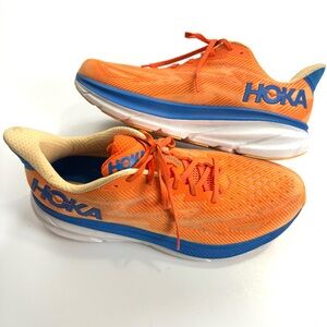 HOKA ONE ONE Hoka Clifton 9 Men's Sz 13 Wide Running Shoes Vibrant Orange / Blue